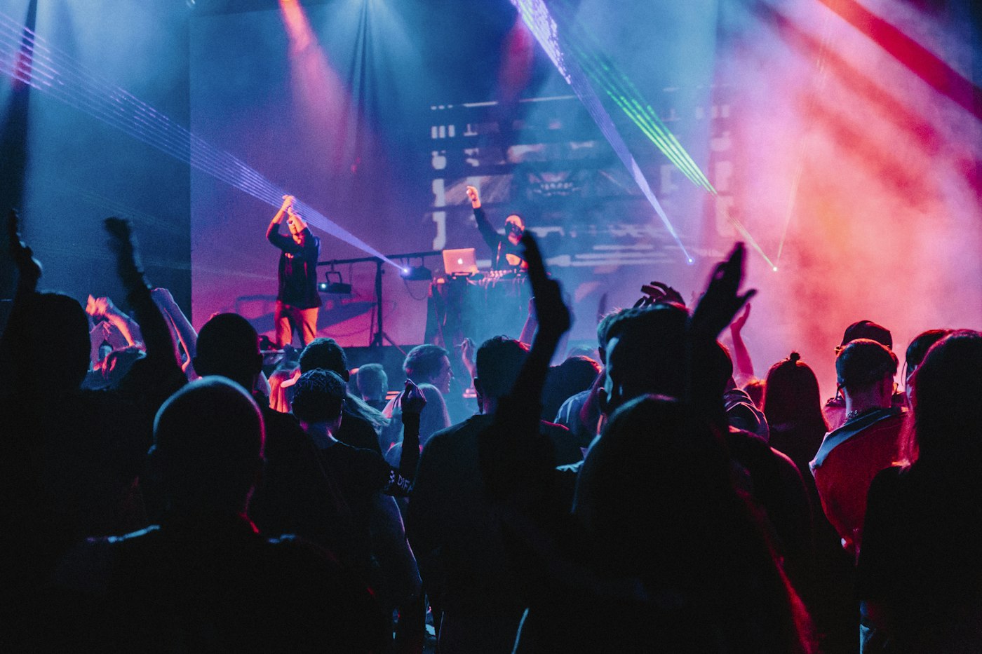 Crowd dancing at a music event