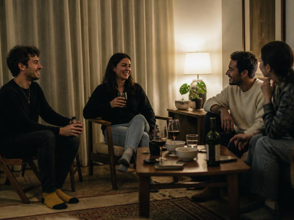 A small group of close friends at a private living-room gathering